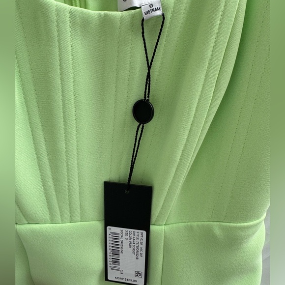 NWT Gianni Bini Corset Mini Dress Size 0 Pear / Lime - Picture 3 of 5